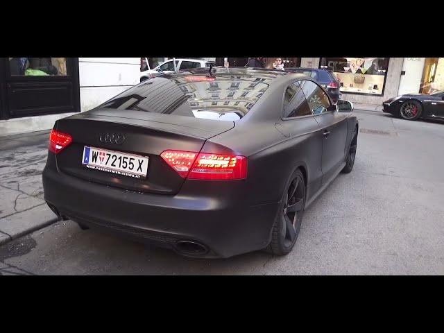 LOUDEST AUDI RS5 terrorize Vienna!! Loud Start + Extreme loud Rev & Acceleration