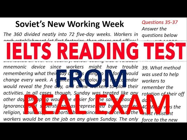 IELTS READING PASSAGE 'SOVIET NEW WORKING WEEK' | IELTS READING PRACTICE TEST 2024 | IELTS TEST 2024