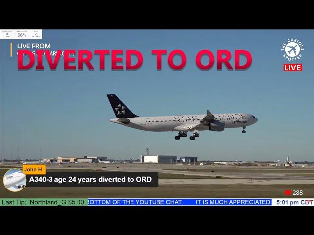 LUFTHANSA A340 DIVERTED TO ORD  LIVE on The Curious Spotter