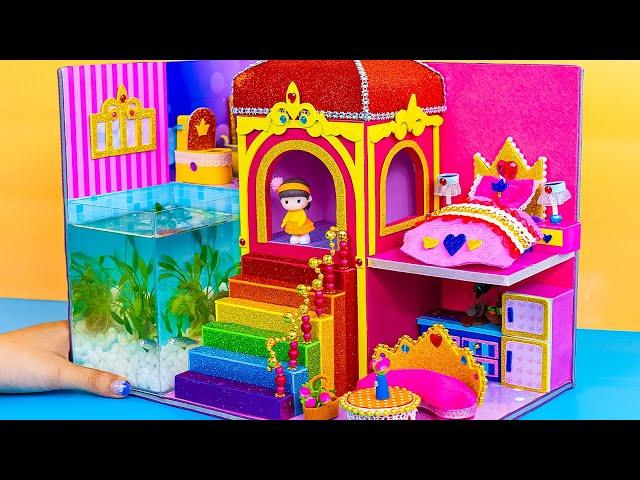 Build Rainbow Palace with Huge Fish Tank from Cardboard for the King️DIY Miniature Cardboard House