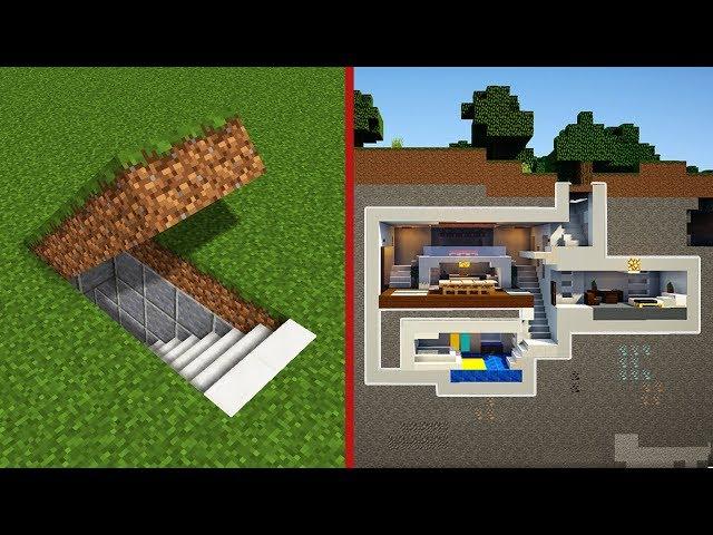 Minecraft: How To Build A Modern Secret Base Tutorial - (Hidden House)