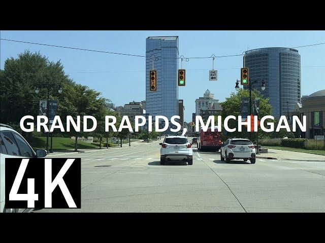 Road Tour of Grand Rapids, Michigan in 4K - Driving in Grand Rapids, MI - Downtown & East GR