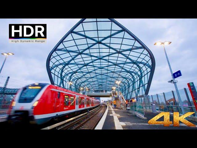 [4k HDR] Hamburg Elbbrücken Beautiful Bridge  and Bahnhof Walking Tour . Germany 2023.