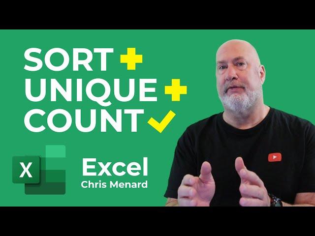 Excel - Combine the SORT, UNIQUE, and COUNT functions