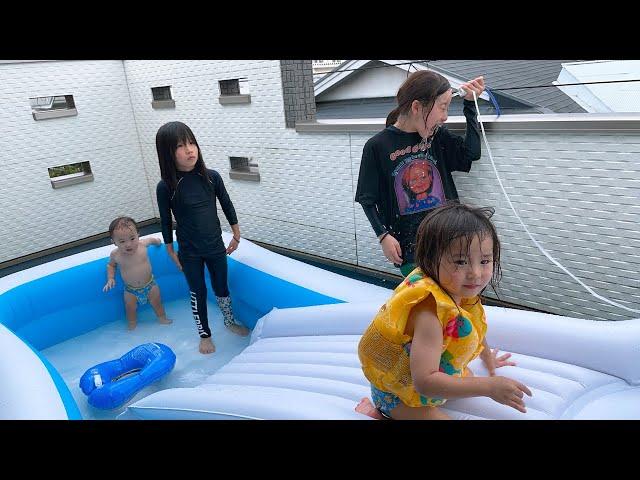 【森ケの日常】夏が来たので屋上でプールをしました。