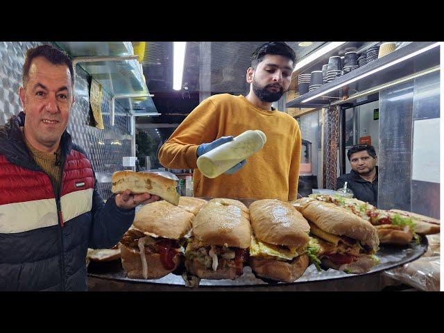 PAKISTANI STREET FOOD, Egg Shami Burger and sandwiches in Manchester, England