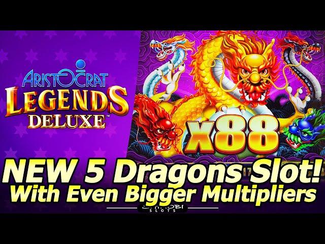 NEW 5 Dragons Slot Machine in the NEW Aristocrat Legends Deluxe game at the Venetian in Las Vegas!