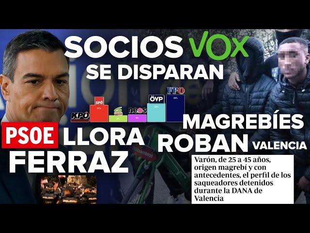 ¡LOS SOCIOS DE VOX SE DISPARAN, MAGREBÍES ROBANDO EN VALENCIA Y EL PSOE LLORA POR FERRAZ!