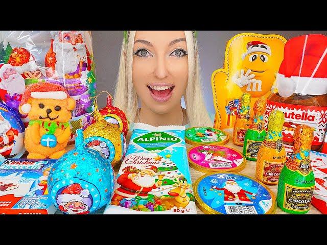 ASMR CHOCOLATE CHRISTMAS CANDY, NUTELLA, MILKA, M&Ms, MARSHMALLOW (DESSERT) MUKBANG, 크리스마스 달달한 음식 먹방