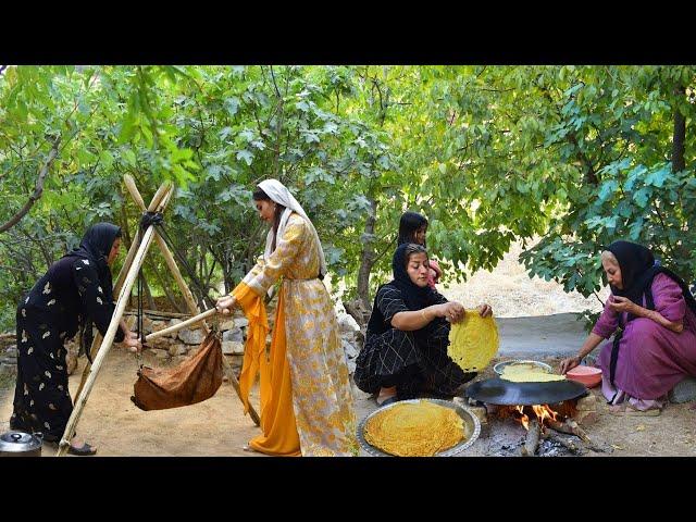 Butter and buttermilk prepared from Local yogurt for baking bread in Iranian village style!