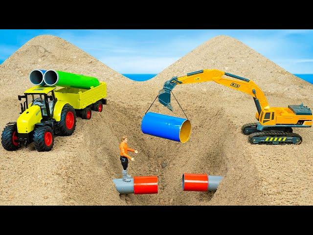 60+ Minutes diy tractor making mini concrete bridge & repair water bump | Powerful Tractor project