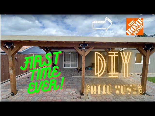 DIY porch | FREE STANDING PATIO COVER | material from HOME DEPOT