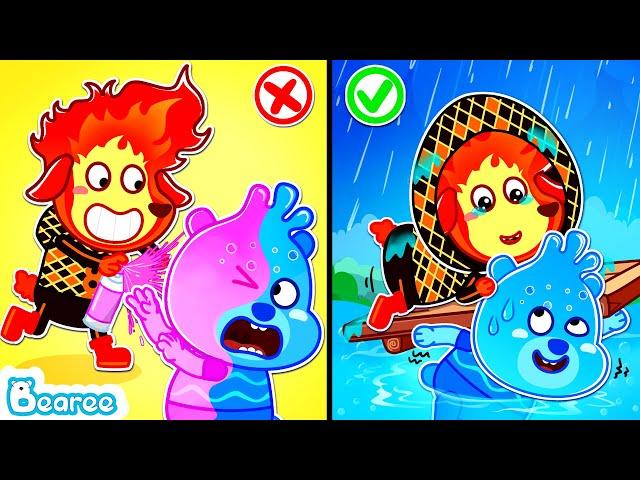  Water Bearee and Fire David Friendship | Don't Bully, Let's Help Each Other! | Bearee Kids Show