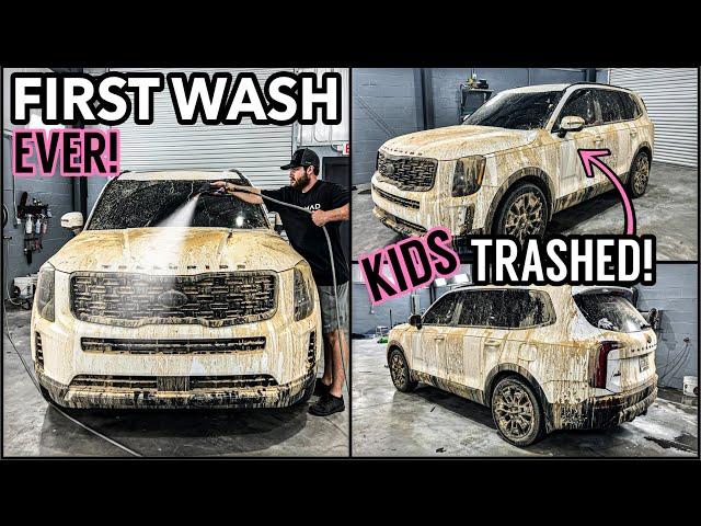 Deep Cleaning the Muddiest Kia Telluride Ever! | Satisfying Disaster Car Detailing Transformation!