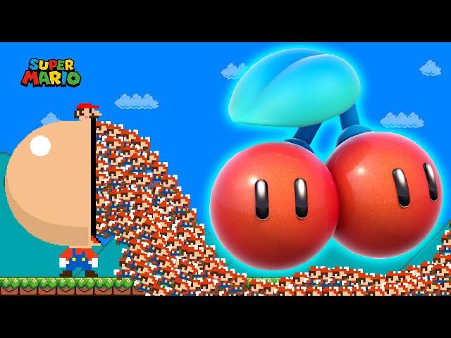 Super Mario Bros. but Mario and 999 Tiny Mario Escape GIANT Cherry Maze | Game Animation