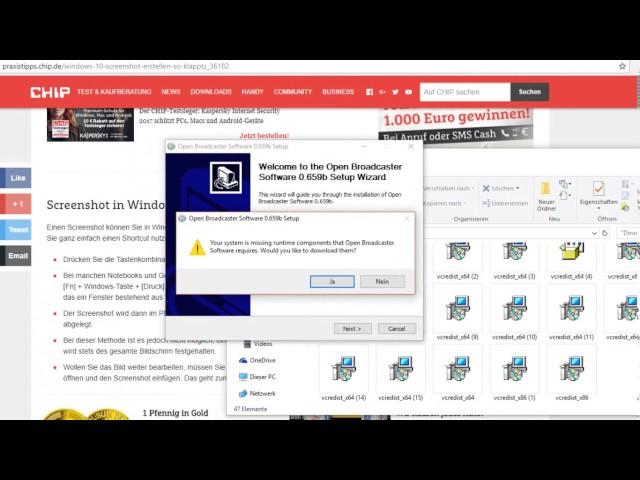 Hilfe OBS Download klappt nicht trotz vcredist x64