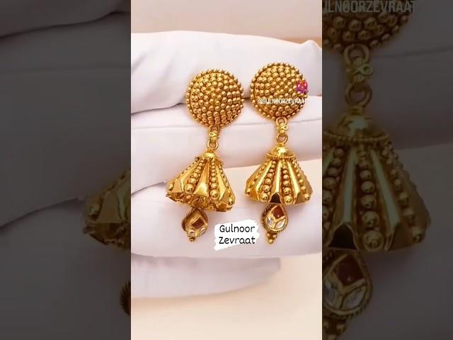 18KT JHUMKACLASSY JHUMKAPARTYWEAR JHUMKA#Gold #jewellry #goldjhumka #ornament #reels #kashmir