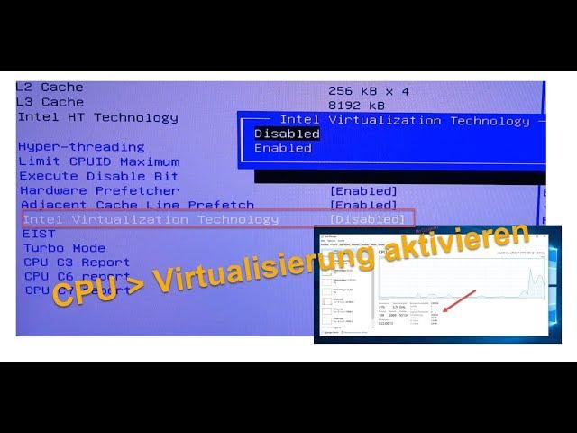 CPU Virtualisierung (VT) aktivieren