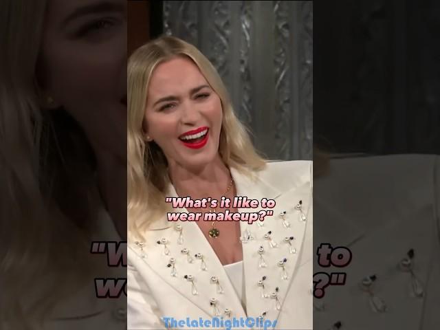 "What's it like to wear makeup?" #emilyblunt #makeup #eyelashes #funny #stephencolbert #foryou