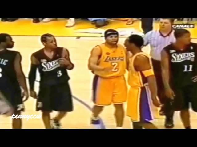 Allen Iverson & Kobe Bryant Trash Talking in NBA Finals 2001 *Derek Fisher has hair