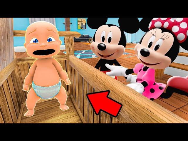 Baby and MICKEY MOUSE FAMILY Play Hide and Seek!