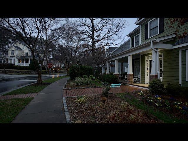 Winter Rain Walk Through American Neighborhoods | Nature Sounds for Sleep and Study