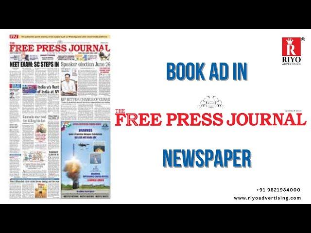 Advertise in The Free Press Journal Newspaper | Free Press Journal Ad Agency  | Call- 9821984000.