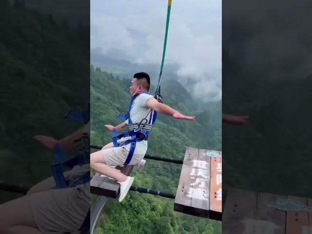 Bungee Jumping With Rope,Who Can Help Her? #funny #extreme