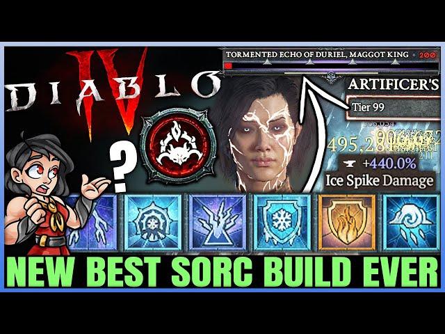 Diablo 4 - New Best BILLION DAMAGE Sorcerer Build - Season 4 Blizzard Ice Spikes - Skill Gear Guide!