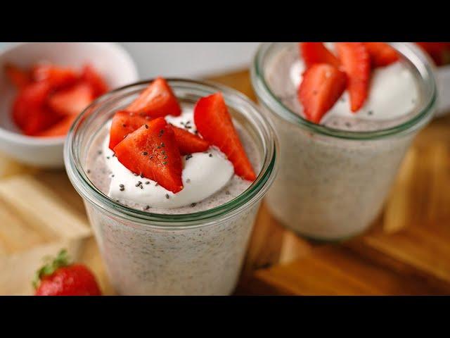 Keto Strawberries & Cream Chia Pudding