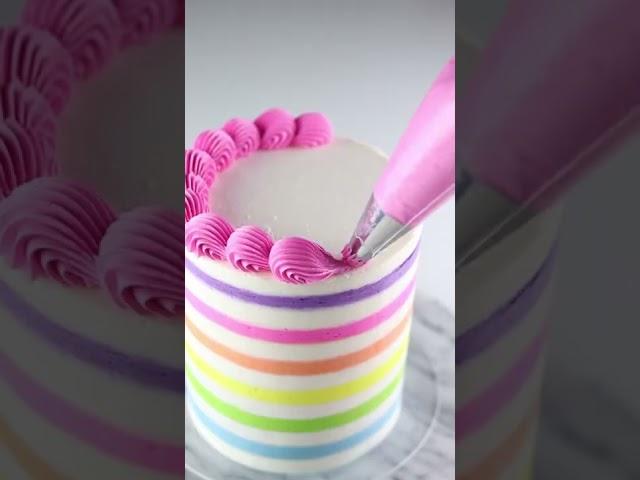 Making a Rainbow Stripe Cake!  #shorts #cakedecorating
