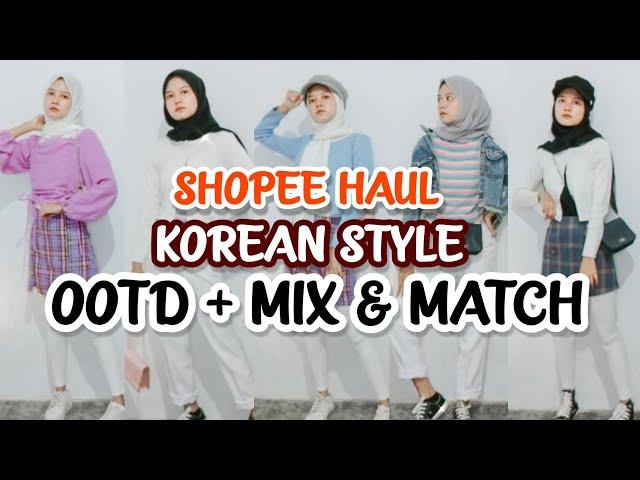 SHOPEE HAUL BAJU KOREA MURAH + OOTD & MIX & MATCH  | Tiyana