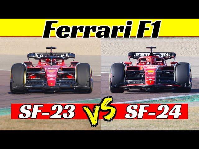 Ferrari SF-23 Vs Ferrari SF-24 - Split Screen Virtual Comparison - Charles Leclerc at Fiorano 