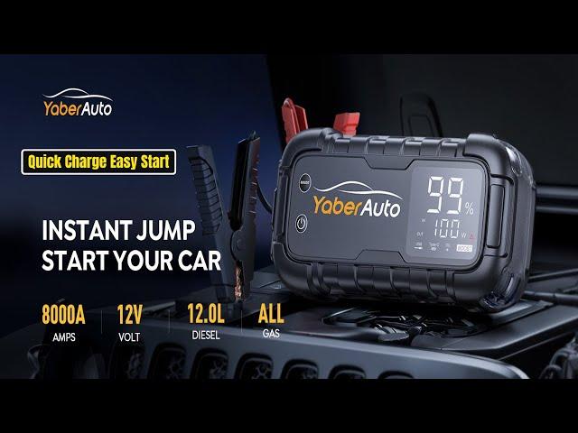 YaberAuto 8000A Jump Starter: Quick Charge, Easy Start |