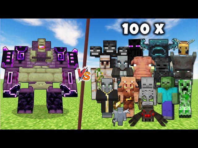 ENDER GUARDIAN vs Every Mob in Minecraft x100 - ENDER GUARDIAN vs all Minecraft Mobs 1v100