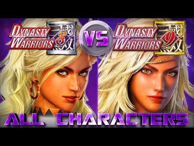 DYNASTY WARRIORS 9 All 90 Characters Compared to DW8 | 真・三國無双8 VS 真・三國無双7