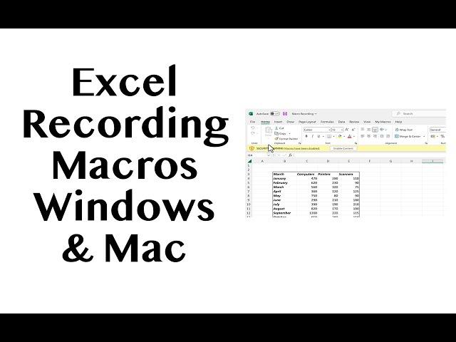 Excel: How to Record Macros (Windows and Mac versions)