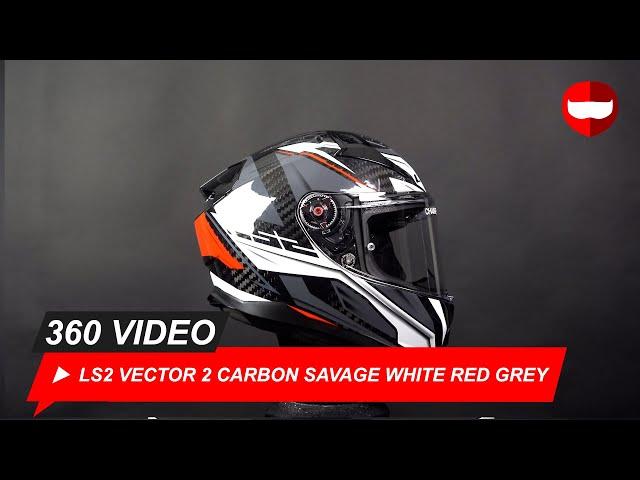 LS2 Vector 2 Carbon Savage White Red Grey - ChampionHelmets.com