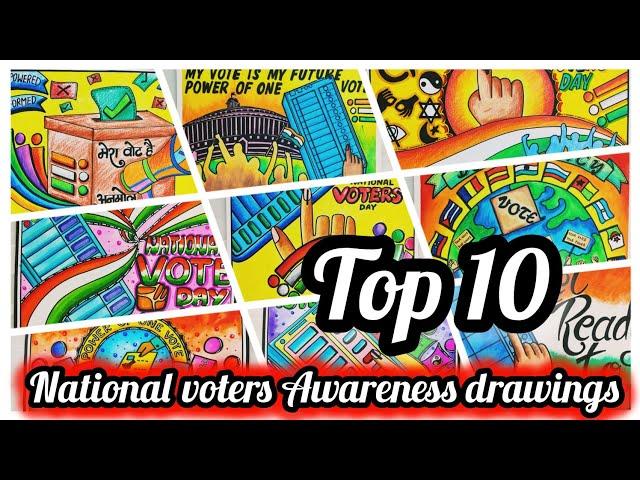 National voters day drawing/मतदाता जागरूकता ड्राइंग /voters awareness drawing/voter utsav