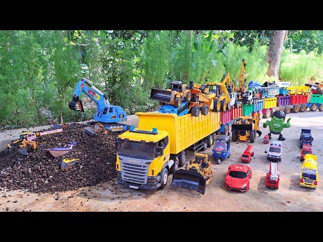 Mobil Truk Tronton Panjang Bongkar Mobil Mobilan Oleng, Excavator, Bulldozer, Mobil Balap