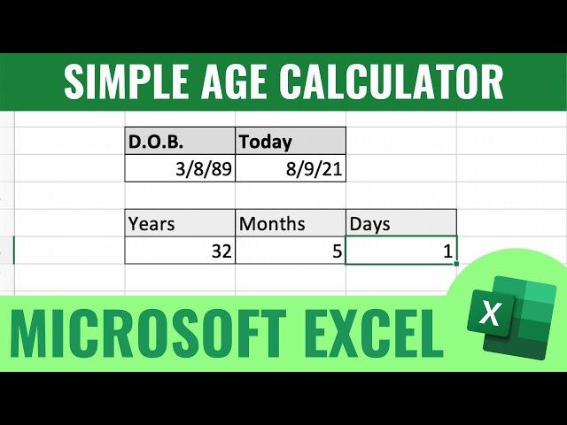 Age Calculator Tutorial In Microsoft Excel