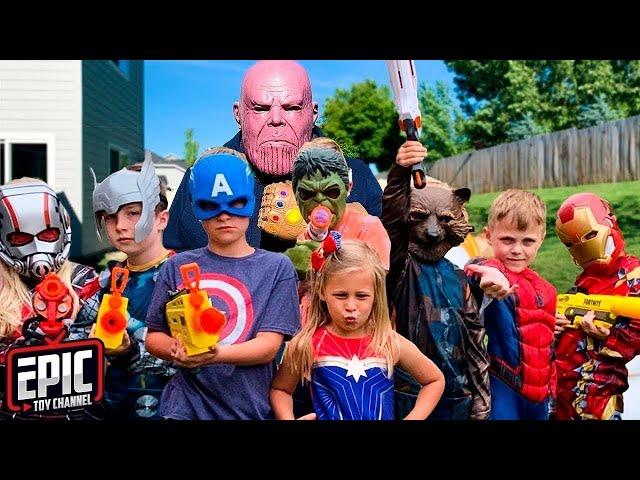 Nerf Battle: Thanos Returns To Battle Avengers Hero Kids - a Fun Kids Parody