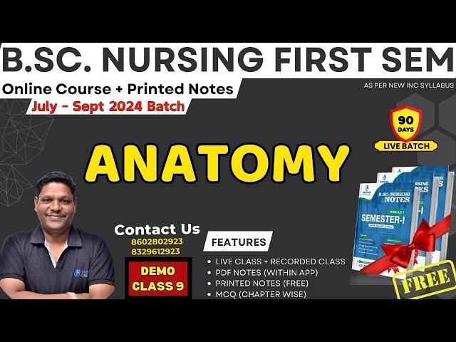 DEMO CLASS 9 ANATOMY B. Sc NURSING 1ST SEM | ANATOMY IN HINDI B. Sc NURSING LECTURE 2024