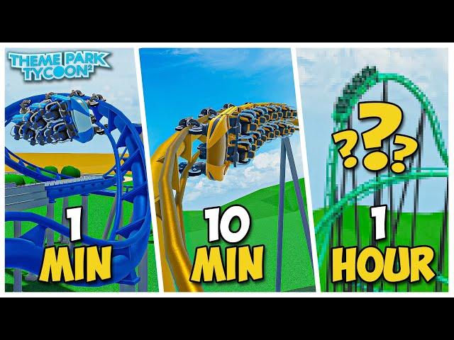 Building The EXTREME LAUNCHED COASTER in 1 MINUTE, 10 MINUTES and 1 HOUR!