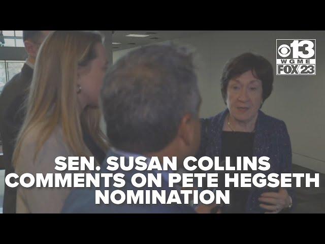 Sen. Collins comments on Trump's controversial defense secretary nominee