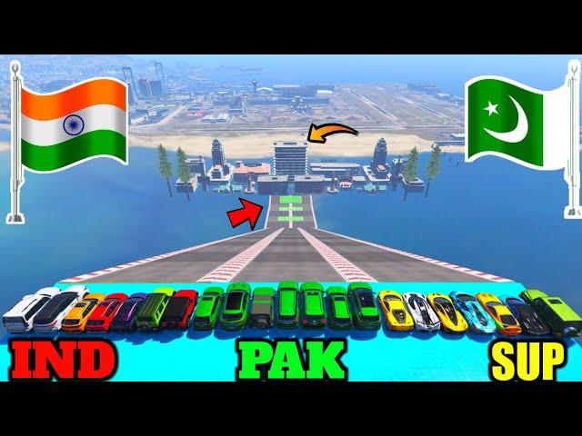 GTA V INDIA VS PAKISTAN VS SUPER CARS WATER TOWN JUMPING CHALLENGE - GTA 5 GAMEPLAY