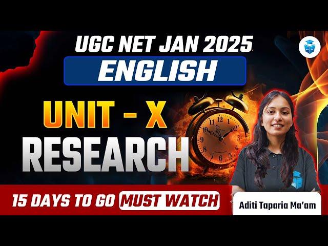 UGC NET English Literature 2024 | UGC NET Paper 2 English Unit 10 Research Revision | Aditi Taparia