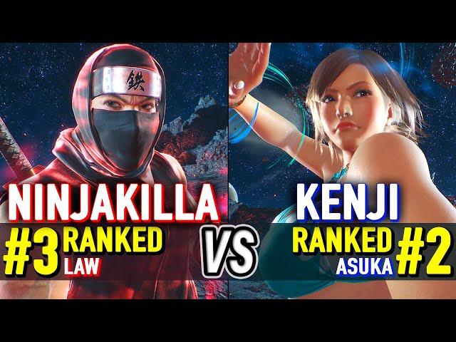 T8  NINJAKILLA (#3 Ranked Law) vs KENJI (#2 Ranked Asuka)  Tekken 8 High Level Gameplay