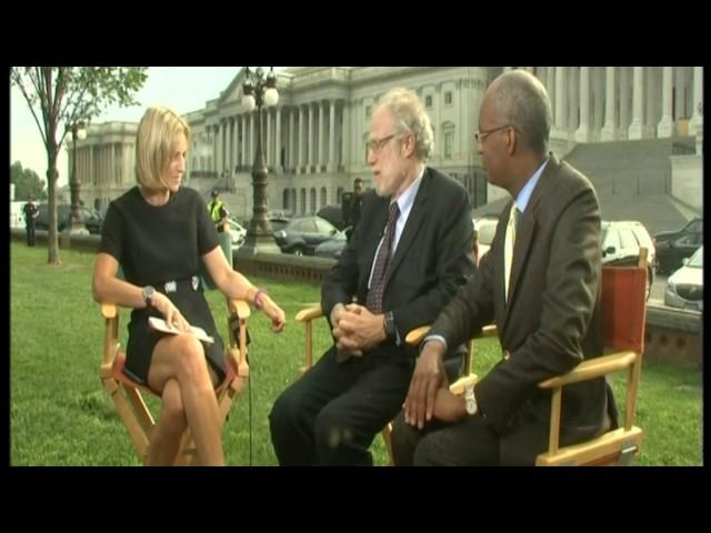 Emily Maitlis gets drenched in the USA