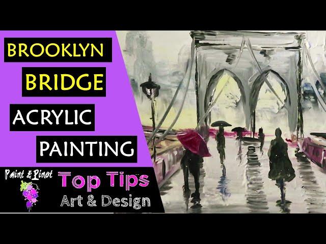 Acrylic painting - Brooklyn Bridge painting -  step by step tutorial  with pallet knife